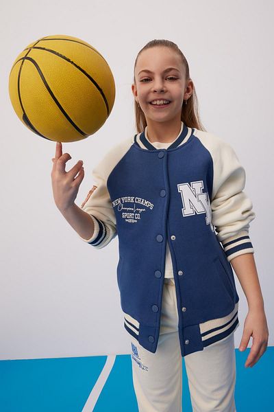 DeFacto Girls' College Collar Snap Closure Double Pocket Seasonal Thick Inside Soft Feathered Bomber Cardigan