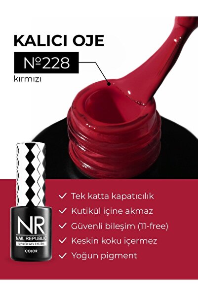 Nail Republic Kalıcı Oje Kırmızı 228 10 ml Profesyonel Manikür İçin 4 Hafta K...