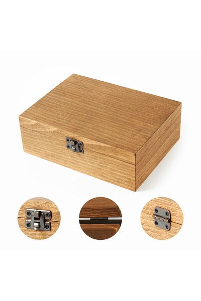Hediyesepeti 15x20 Cm Beech Wood - Natural Beech Covered MDF Material Wooden Storage Box is Handcrafted