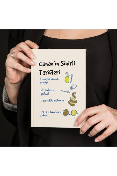 Hediyesepeti Food Recipe for Hamarat Mothers Printed Canvas Notebook