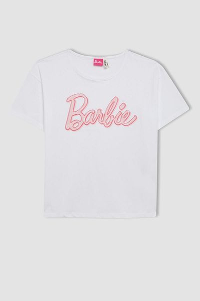 DeFacto Set de pijamale Barbie Boxy Fit pentru fete - Mâneci scurte și pantaloni scurți C8504A824SM