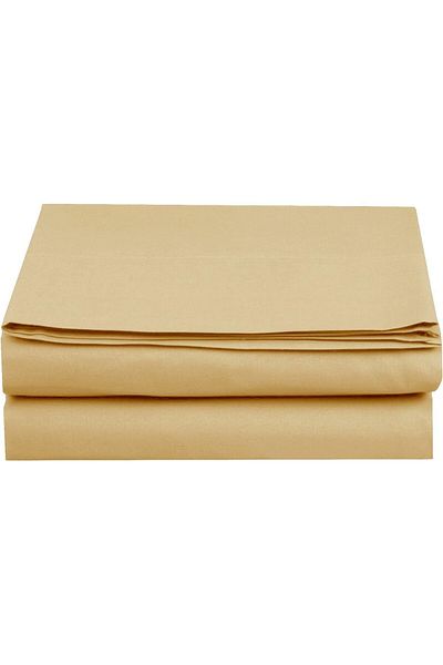 Soft Colours ملاءة سرير مزدوجة مسطحة بدون مطاط مقاس 220x240 سم باللون الأصفر