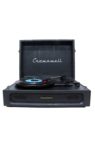 Crown Well Siyah Çantalı Plak Çalar BLUETOOTH Özellikli