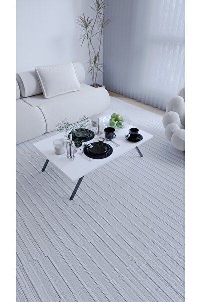 moka park avm Katlanabilir Ayaklı Dikdörtgen Beyaz Şık Yer Sofrası