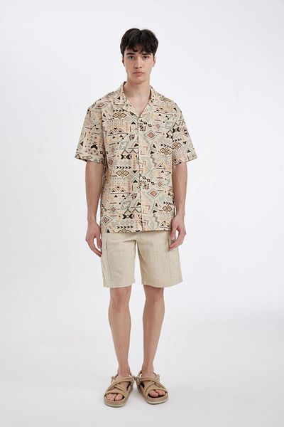 DeFacto Cargo-Bermudashorts im Leinen-Look mit normaler Passform B5676ax24sm