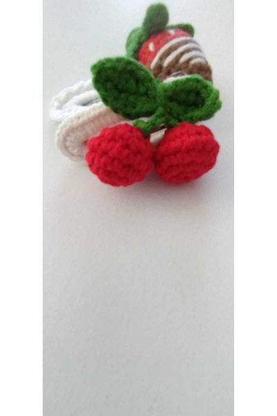 Kadın Girişimciler Atölyesi 2-Piece Niche Snap Buckle - Red Fruits Cherry-Strawberry Handmade