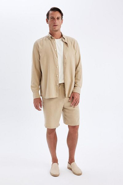 DeFacto Βαμβακερό μακρυμάνικο πουκάμισο Relax Fit Polo C1106AX24SM