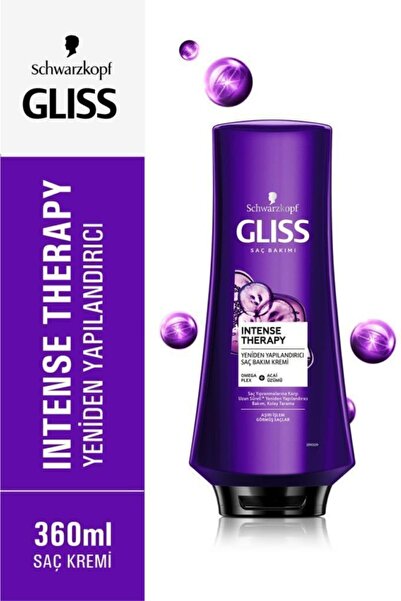 Gliss Intense Therapy Yeniden Yapılandırıcı Saç Bakım Kremi - Omega Plex Ve Acai Üzümü Ile 360 ml