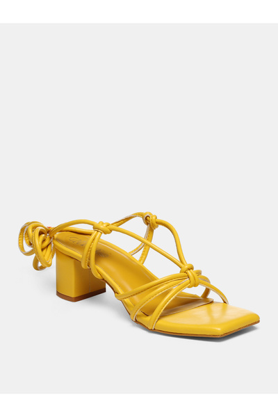 GNIST By Styli Tie Up Knot Strap Block Heel Sandals