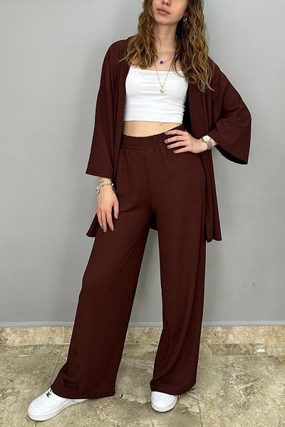 Tam Moda بنطلون بالازو نسائي - طقم كيمونو -