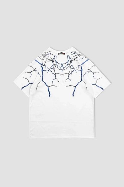 Sekizbiraltı Lightning printed Oversize Λευκό μπλουζάκι Unisex