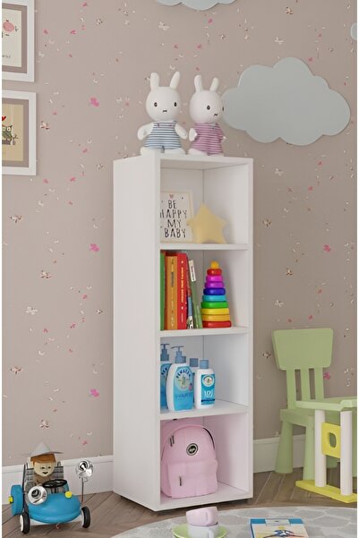 GKE HOME Kitaplık Çok Amaçlı Dolap Oyuncak Dolabı 4 Gözlü Düzenleyici Dolap