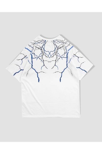 Sekizbiraltı Lightning printed Oversize Λευκό μπλουζάκι Unisex