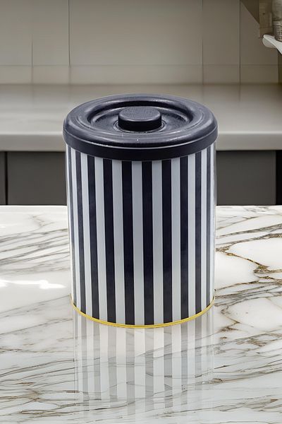 EVLE Ef188-l8 Line Black Patterned Garlic Holder, Garlic Basket, Crisper