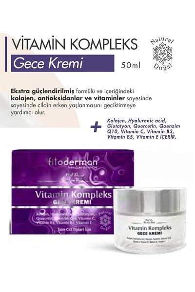 Fitoderman Collagen Hyaluronic Acid Glutathione Quercetin Qoenzyme Complex Night Cream