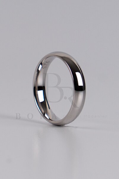 Bora Değerli Madenler Gümüş 4mm Bombeli Klasik Alyans , Nişan Yüzüğü , Gümüş ...