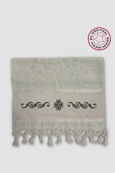 Uretti Πράσινο τριαντάφυλλο 4612 Χειροποίητη πετσέτα προίκας
