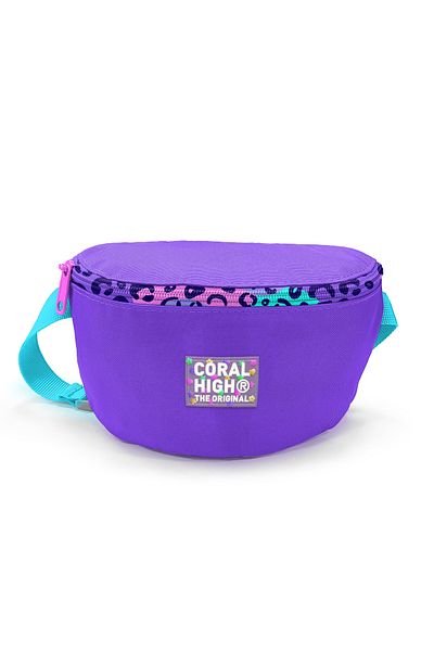 Coral High Purple Leopard Patterned Waist Bag - 11540