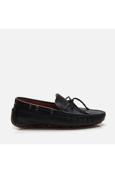 Hotiç Black Genuine Leather Men's Loafer