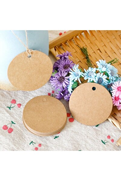 DERELİ MATBAA Etichetă rotundă Kraft găurită 100 buc 4,5x4,5cm