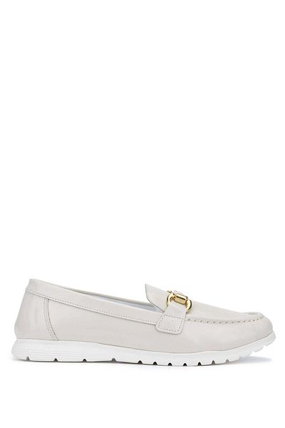 Tamer Tanca Beige Colored Women's Loafer - Genuine Leather Shoes