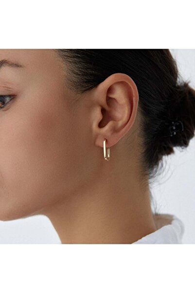 HAMZA YILMAZ MÜCEVHERAT Minimal Ataç Altın Halka Küpe