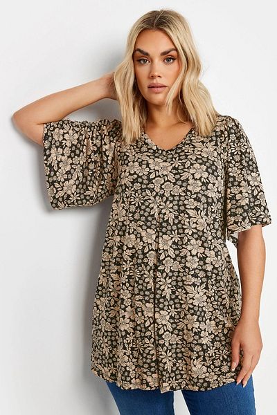 Stil Diva Μπλούζα με λαιμόκοψη V - ασύμμετρη κοπή Lycra Plus Size 303251
