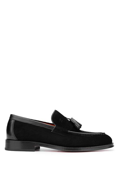 Tamer Tanca Genuine Leather Black Suede Men's Loafer