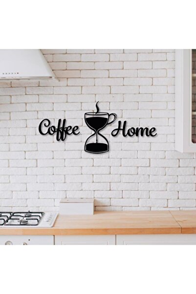 Genel Markalar Ahşap Dekoratif Siyah Coffee Time Yazısı Mutfak Tablo Süsü