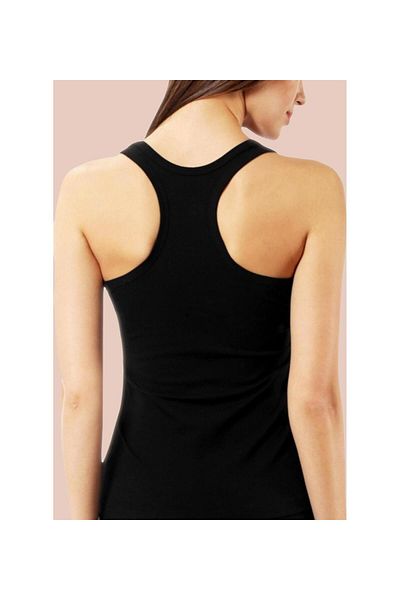 Tutku 0145 Tricou sport negru cu bretele groase pentru femei