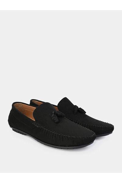 Styli Embroidered Trim Tassel Loafers