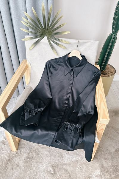 ModaAycan Ma114 Black Tunic - Sleeve Bead Detail