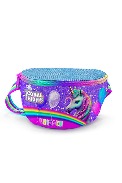 Coral High Geantă pentru copii cu model unicorn violet roz - 11555