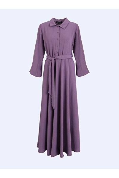 Refka Aerobin Vintage Purple Hijab Dress - Half Placket Belt, Refka