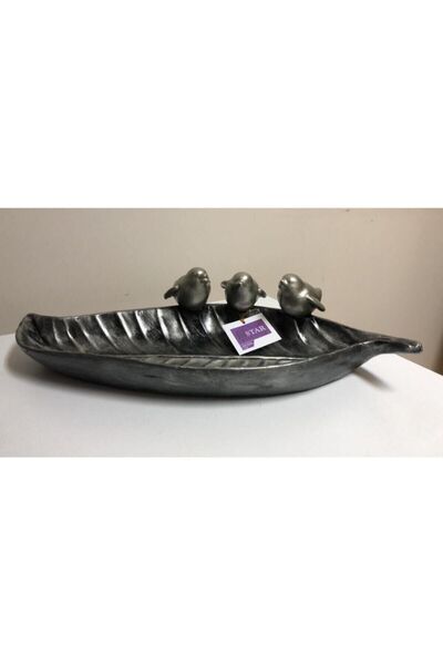 Bistar Dekoratif 42 Cm Kuşlu Tabak Gümüş Eskitme