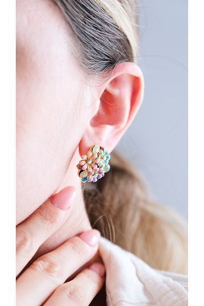 AURRARİ Purple Blue Daisy - Zircon Stone Detailed