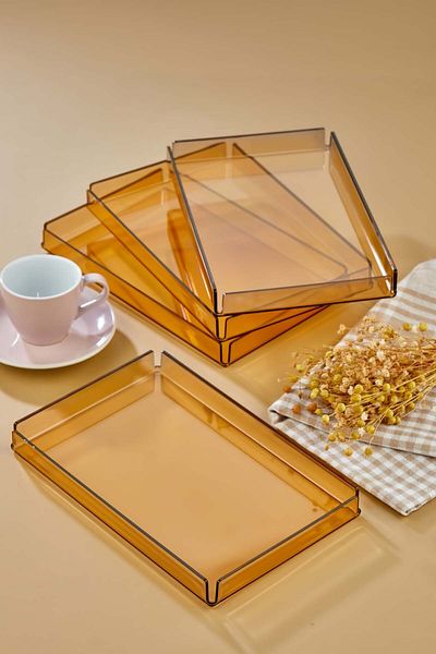 SepetçiBaba Gold Presentation - 6 Pieces Engagement Coffee Plexi Tray - HT013
