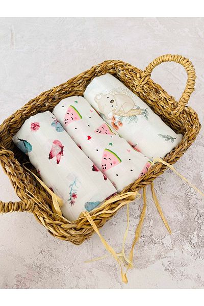 JUNİPERUS 3 Pieces Multi-Purpose Muslin Cloth Cover Blanket 100% Cotton Oeko-Teks Certified 80X80 cm