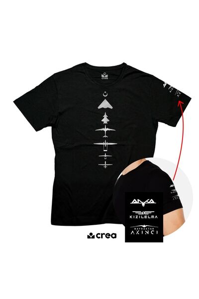 Crea Eymer Wear Tricou Anka - Crimson - Flocking Printed Crew Deck 100% Bumbac Negru