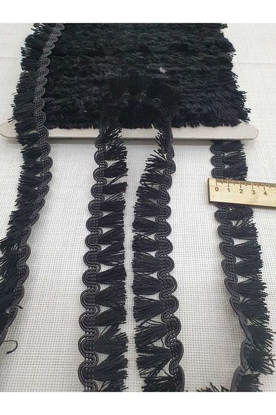 Esteks Dantel ve Tekstil Aksesuarları Cream Colored 5 Meters Stripe Tassel Fringe