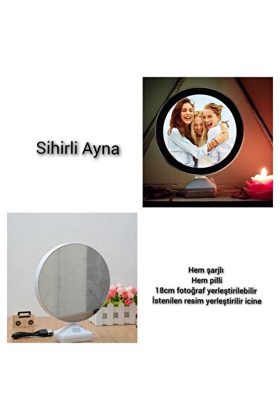 Magic Shirli Ayna Fotograf Çerçevesi Renkli Fotoğraflı Dekoratif Masa Aynası
