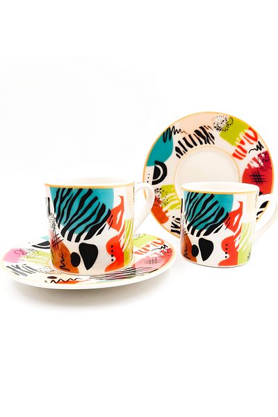 Hazellica Zebra Set of 6 Turkish Coffee Cups in a Special Box
