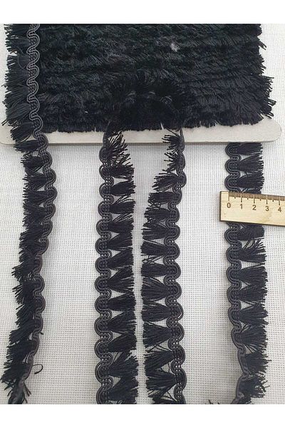 Esteks Dantel ve Tekstil Aksesuarları Cream Colored 5 Meters Stripe Tassel Fringe