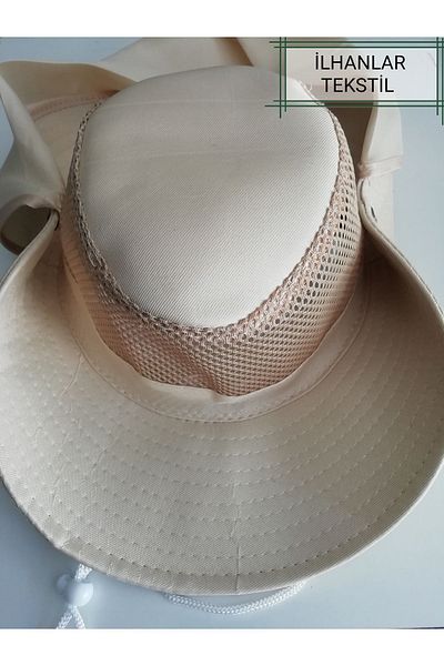 İLHANLAR Adult mesh safari with nails protection fedora hat light beige