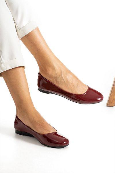 HKM shoes Sezon nou - Balerina de damă din piele lăcuită, ușoare și strălucitoare, cu toc scurt