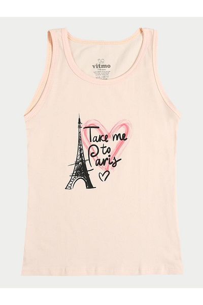 vitmo 6-Piece Cotton Bonjour & Cherry Mixed Tank Top Set for Girls