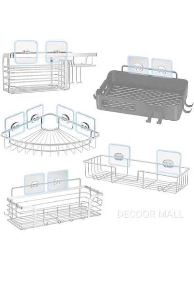 DECOOR MALL مجموعة من 4 خطافات قوية ومقاومة للماء - زاوية ورف حمام