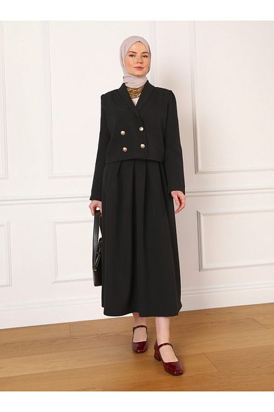 Refka Black Short Jacket - Button Detailed, Refka