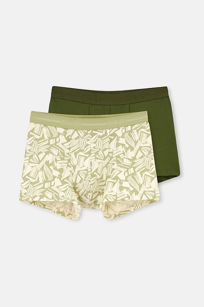 Dagi Boxer verde din bumbac 5210 - Set de 2 cu model