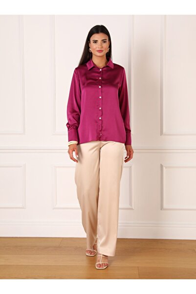 Refka Satin Tunic - Fusya - Refka, Mother of Pearl Button Detailed